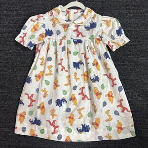 Vintage Sears Perma Prest Winnie The Pooh Dress Short Sleeve 80s Girls Size 6
